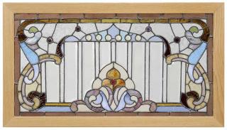 Appraisal: Signed Stained Glass Window th th century stained glass leaded