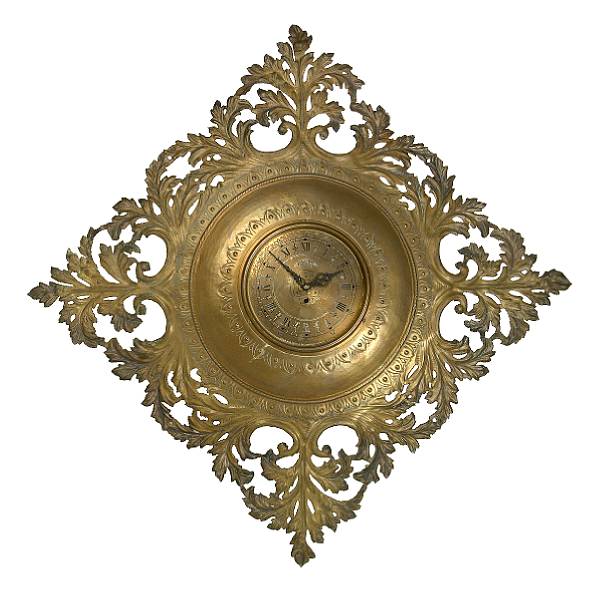 Appraisal: A Rococo style brass wall clock retailed by Grow and