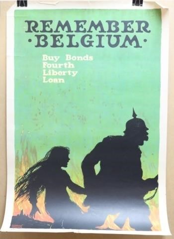 Appraisal: FOUR VINTAGE WORLD WAR ONE WAR POSTERS TOINCLUDE CLEAR THE