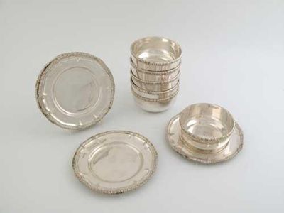 Appraisal: A set of six Portuguese small bowls and matching stands