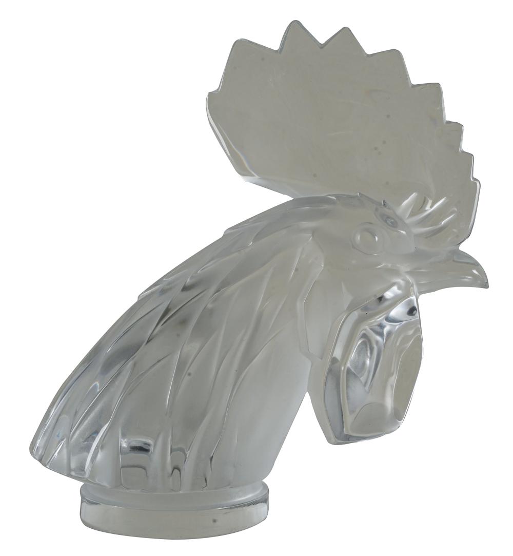 Appraisal: LALIQUE MOLDED GLASS ROOSTER MASCOTsigned Lalique France to underside Provenance