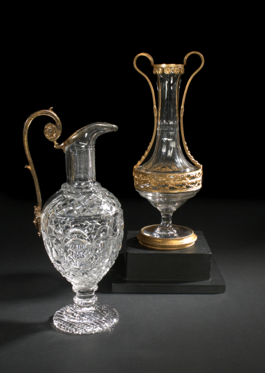 Appraisal: French Cut Gilt-Brass-Mounted Panel- and Honeycomb-Cut Glass Vase first quarter