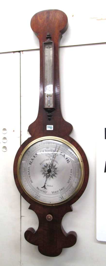 Appraisal: EARLY VICTORIAN MAHOGANY WHEEL BAROMETER Agostino Maspoli Kingston upon Hull