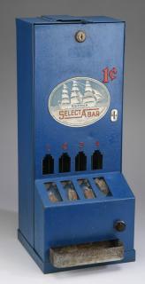 Appraisal: Select-a-Bar cent vending machine circa executed in blue painted steel