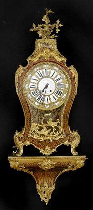 Appraisal: LOUIS XV GILT METAL-MOUNTED BOULLEWORK BRACKET CLOCK AND WALL BRACKET