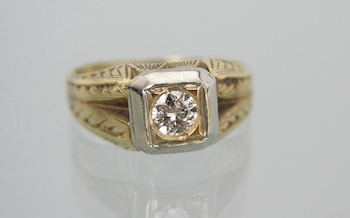 Appraisal: A Vintage Diamond Ring in Two Tone Gold k yellow