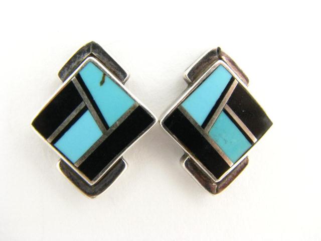 Appraisal: Pair of signed Georg Jensen Art Deco earrings sterling silver