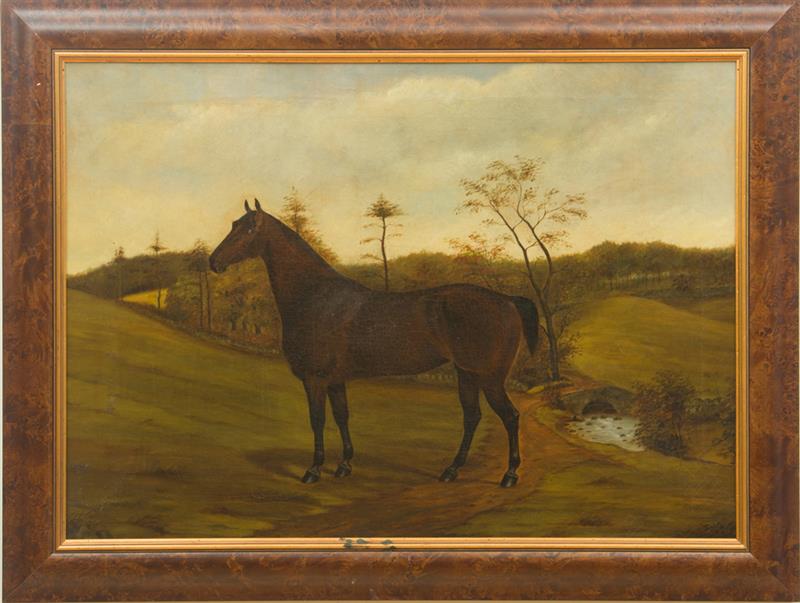 Appraisal: AMERICAN SCHOOL HORSE IN A LANDSCAPE Oil on canvas unsigned