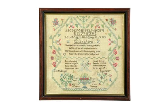 Appraisal: FINE OHIO SAMPLER Sarah Owens Newark Licking County silk on