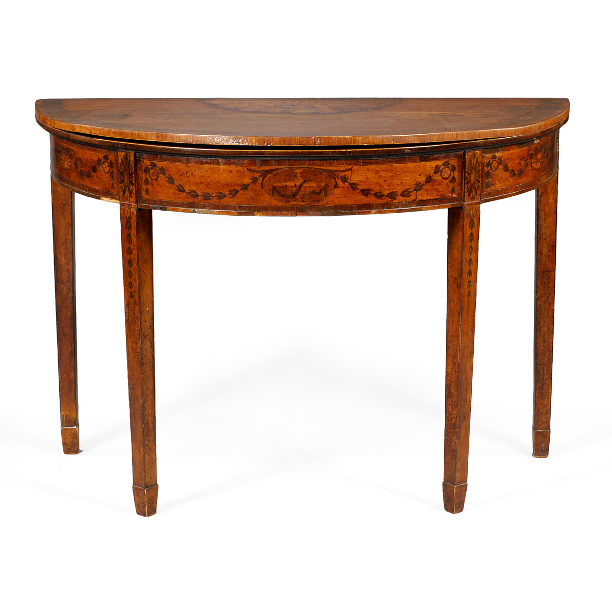 Appraisal: GEORGE III HEPPLEWHITE SATINWOOD INLAID HALL TABLE PROBABLY IRISH The