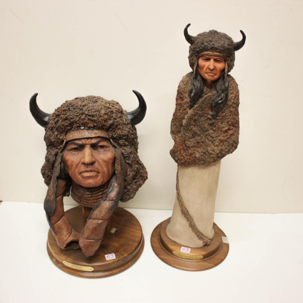 Appraisal: JERRY L SNODGRASS Idaho born two terracotta sculptures Cheyenne and