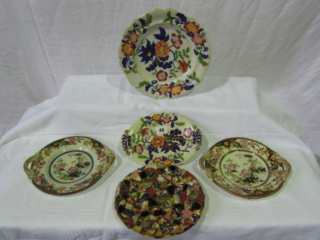 Appraisal: A Masons Ironstone china plate decorated with flowers together with