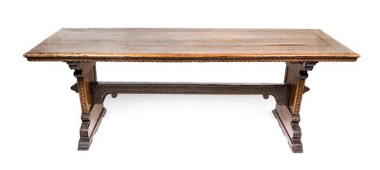 Appraisal: Sale Lot An English Jacobean Style Oak and Walnut Trestle