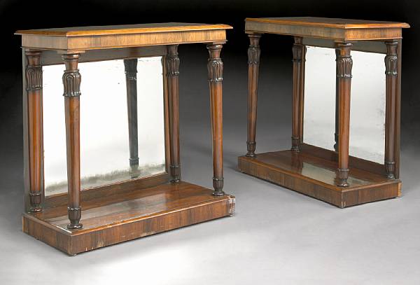 Appraisal: A pair of William IV rosewood console tables second quarter