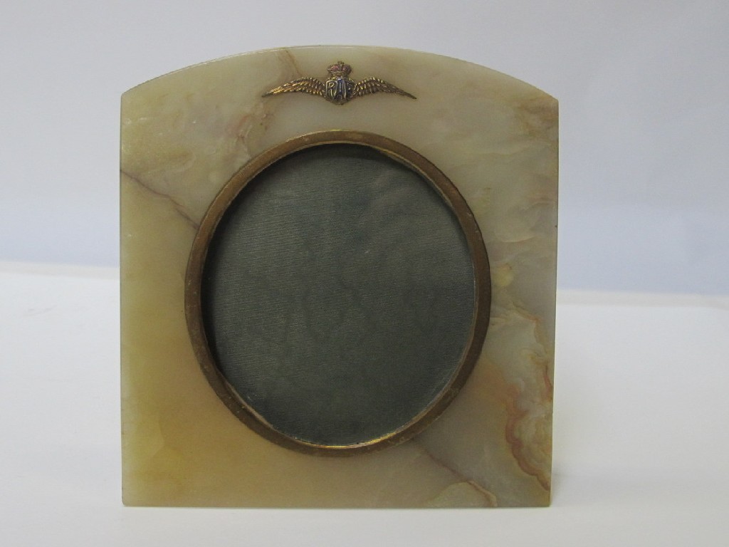 Appraisal: An Art Deco onyx photograph frame bearing a gilt and