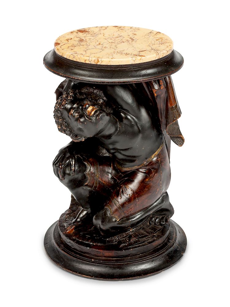 Appraisal: A Venetian Carved Figural Pedestal A Venetian Carved Figural Pedestal