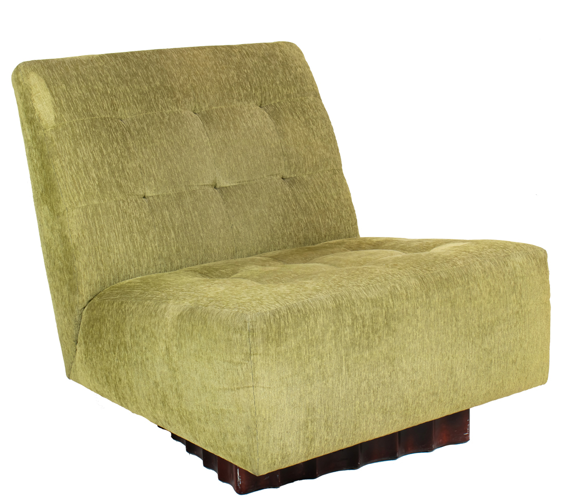 Appraisal: DONGHIA SWIVEL CHAIR Donghia Swivel Chair textured fabric and walnut