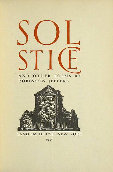 Appraisal: JEFFERS ROBINSON Solstice and Other Poems NY Unprinted jacket Signed