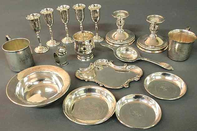 Appraisal: Group of sterling silver tableware incl baby cups cordials low