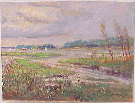 Appraisal: Roger Dennis American - oil on canvas Black Pt Marsh