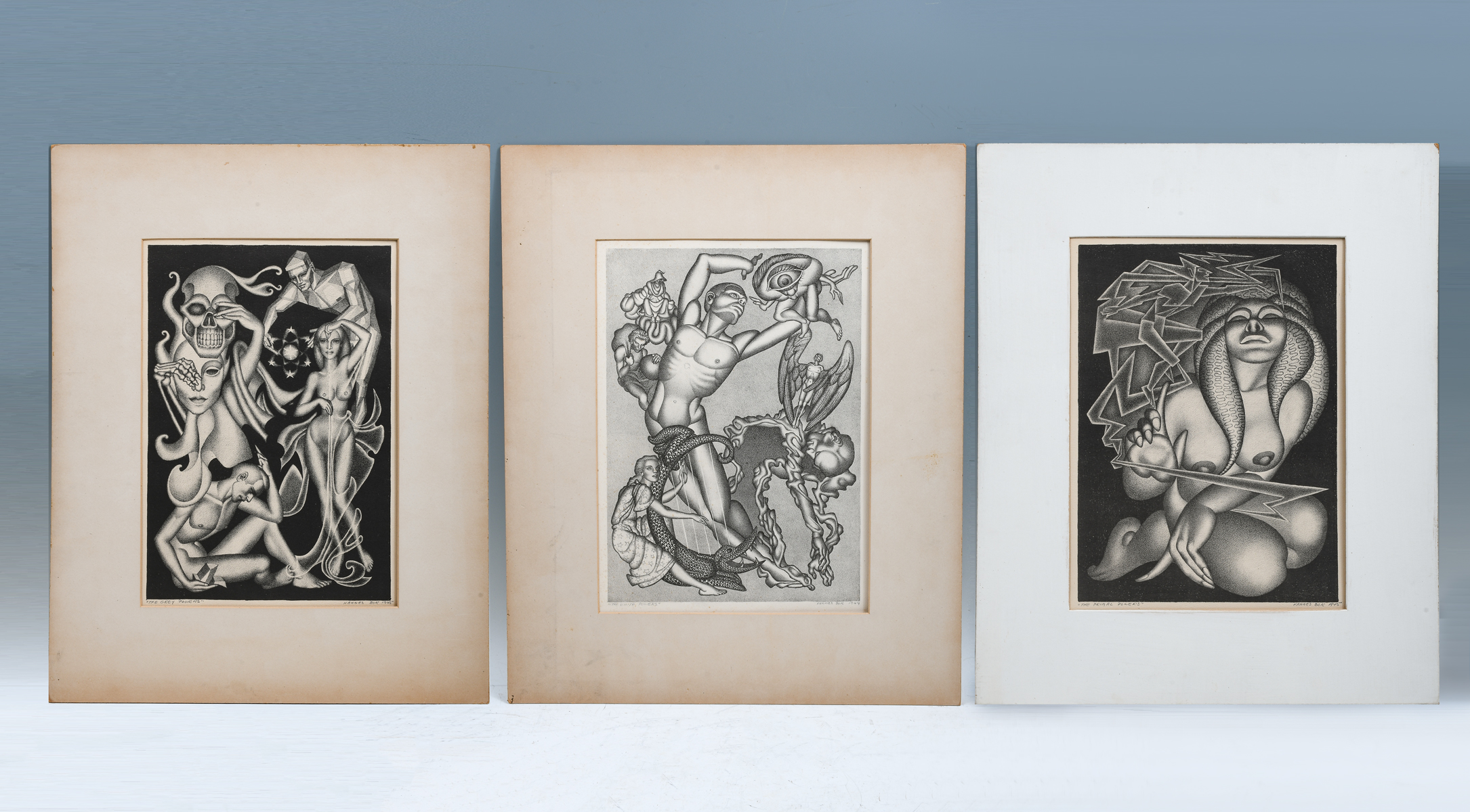 Appraisal: BOK Hannes American - Three Surreal Erotic Lithographs to include