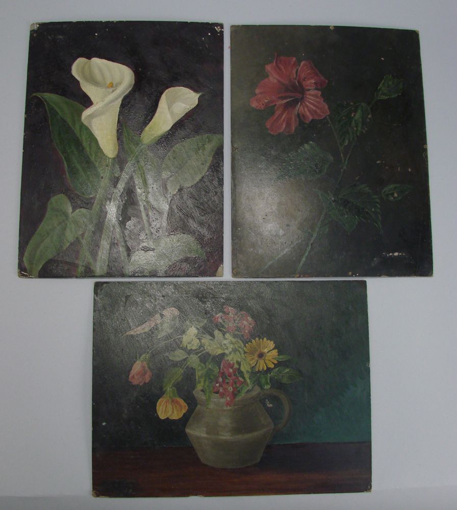 Appraisal: M E FOXLate th CenturyThree floral still lifes Calla Lilies