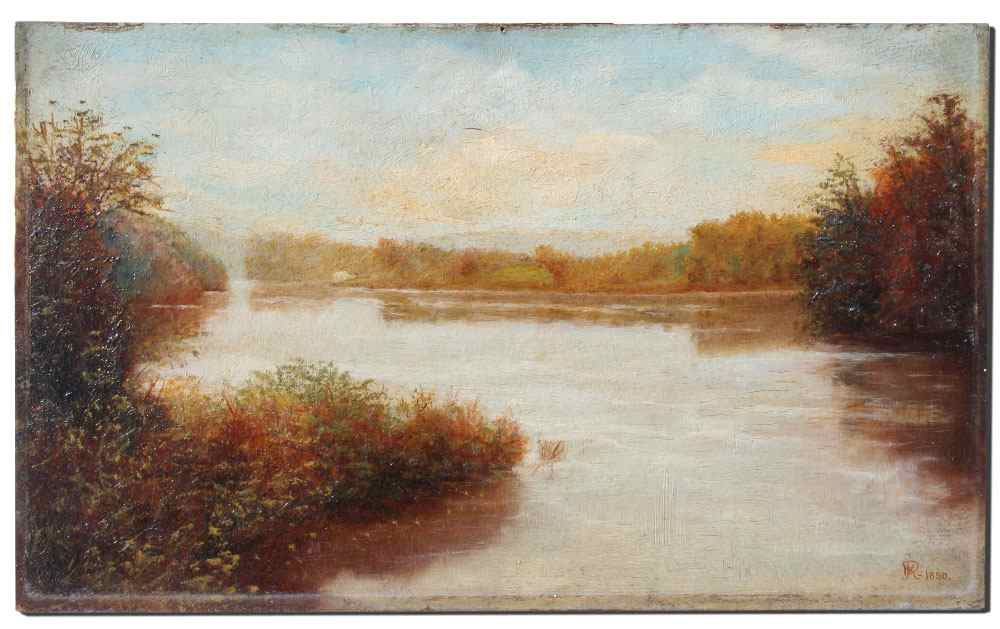 Appraisal: LAKE QUINSIGAMOND OIL BOARD PAINTED BY W J ROBINSON ''