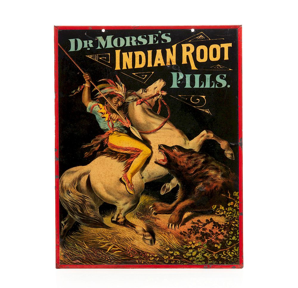 Appraisal: Dr Morse's Indian Root Pills Tin Lithograph Advertising Sign Tin