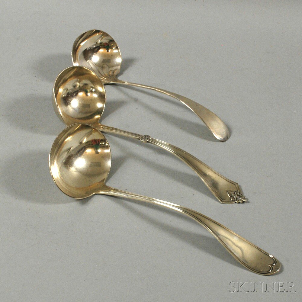 Appraisal: Three Sterling and Coin Silver Ladles a Gorham Rosette sterling