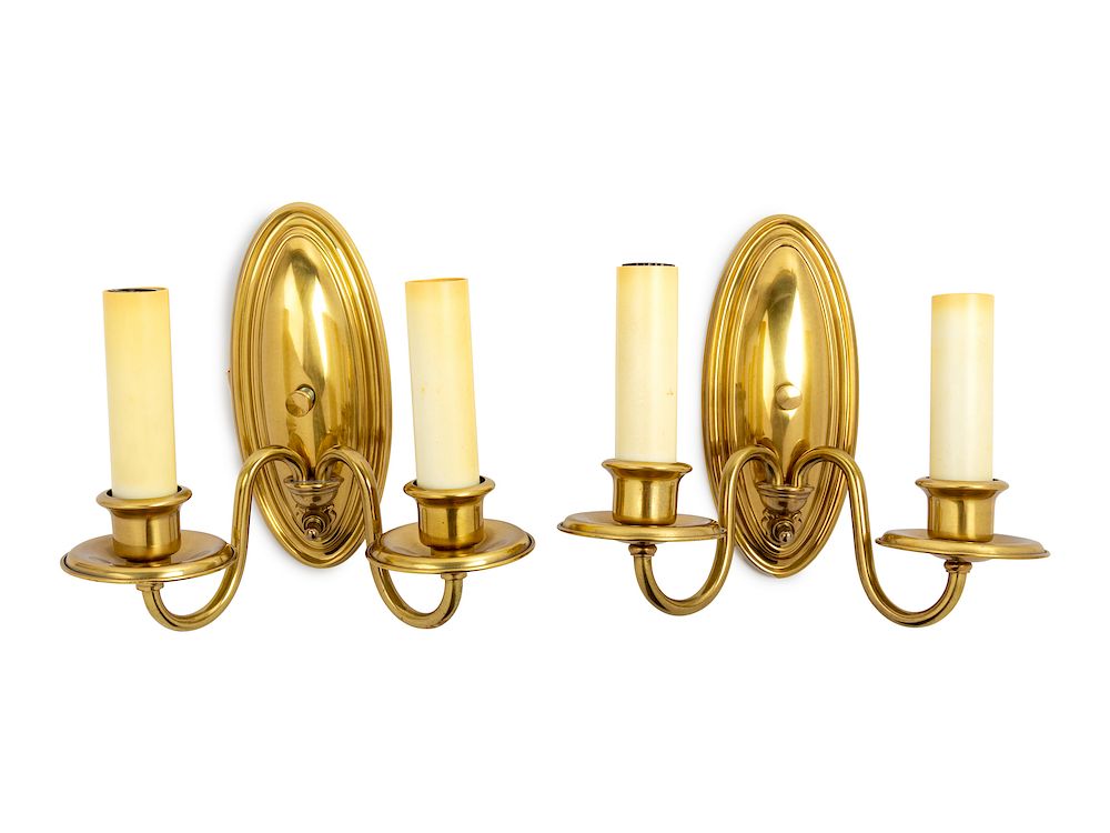 Appraisal: A Pair of Victorian Brass Sconces Height A Pair of