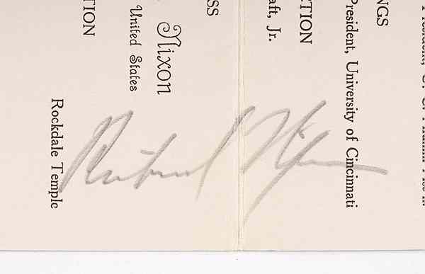 Appraisal: Richard Nixon Signed Menu Richard Milhous Nixon - th President