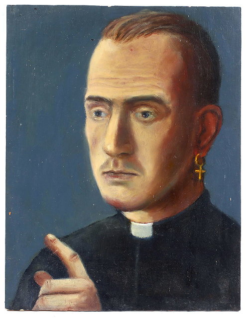 Appraisal: JOHN KIRBY b 'A Modern Priest' oil on board signed