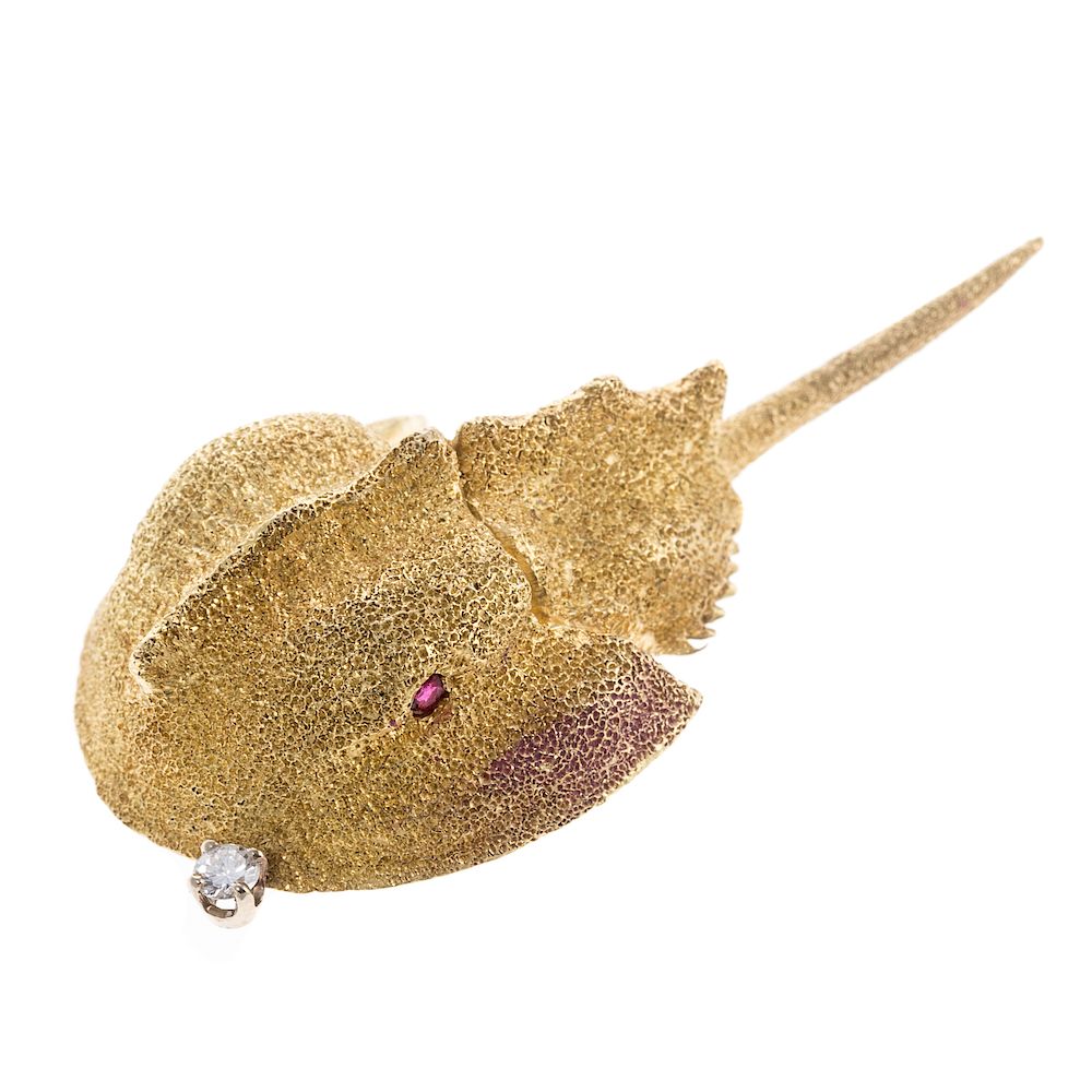 Appraisal: A Ladies K Horse Shoe Crab Pin with Diamond K