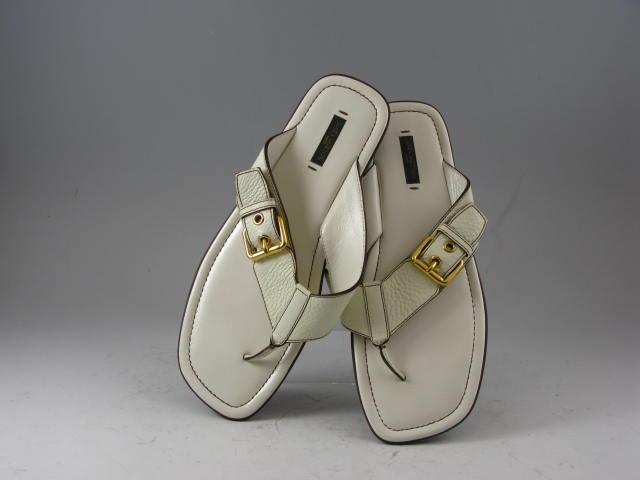 Appraisal: Louis Vuitton White Pigskin Thong Sandals as new size