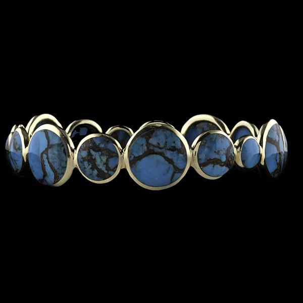 Appraisal: Ippolita k Turquoise Cabochon Bangle Ippolita k yellow gold bangle