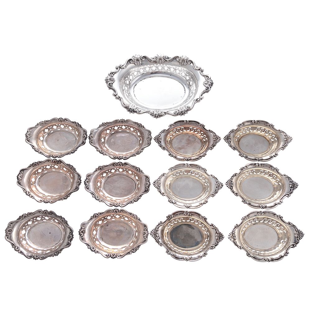 Appraisal: Pierced Sterling Master Nut Dish Individuals Meriden Brittania Co sterling