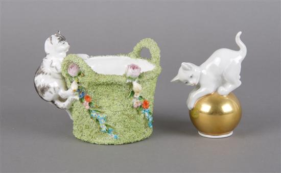 Appraisal: A Pair of Porcelain Cats Rosenthal Height of tallest inches