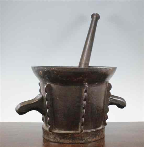 Appraisal: A late Gothic cast iron mortar German th century the