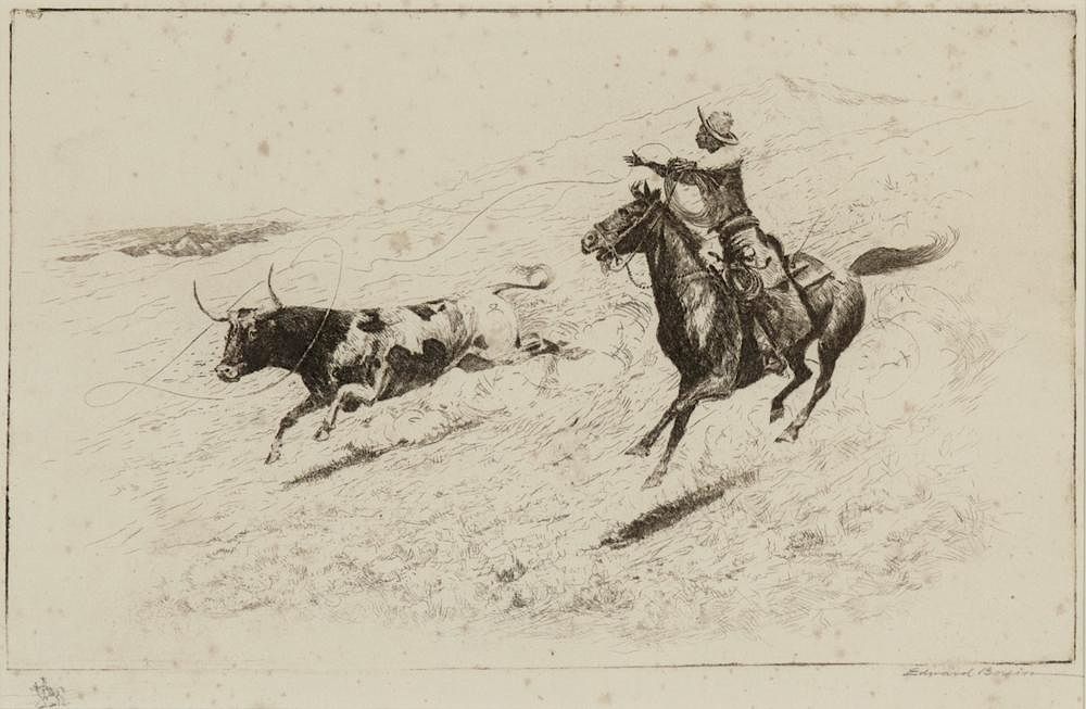 Appraisal: Roping a Steer by Edward Borein Edward Borein - Roping