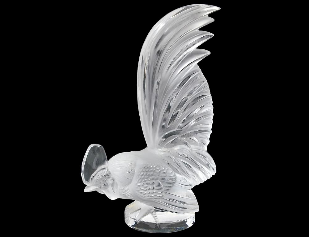 Appraisal: LALIQUE CRYSTAL ROOSTER PAPERWEIGHT French Signed Catalog No Height