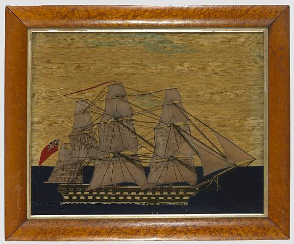 Appraisal: A woolwork picture of a British sailing ship first half