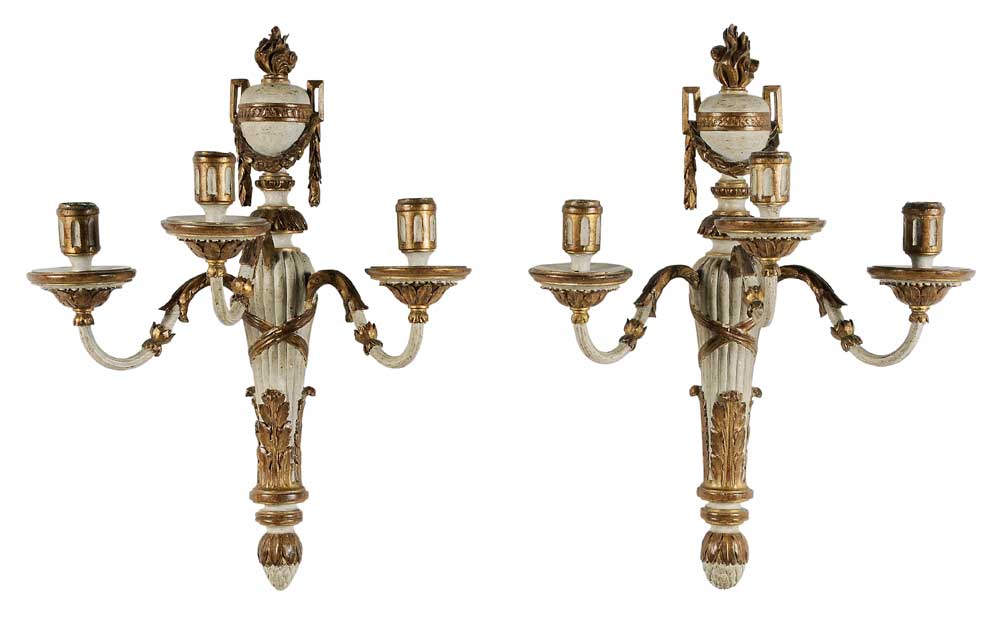 Appraisal: Pair Louis XVI Style Sconces probably Italian early th century