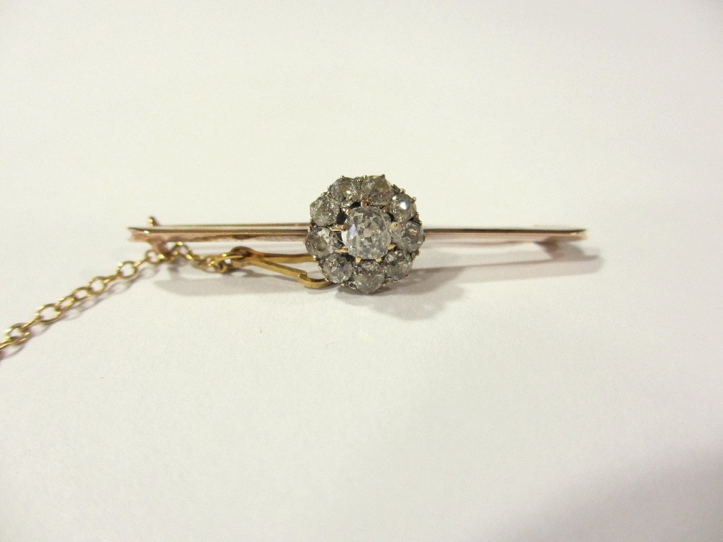 Appraisal: A Victorian diamond set bar brooch the circular cluster with