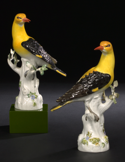 Appraisal: Good Pair of Meissen Porcelain Figures of Birds Perched on