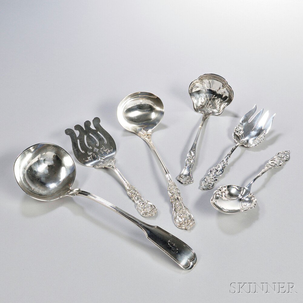 Appraisal: Six American Silver Serving Pieces five sterling silver an International