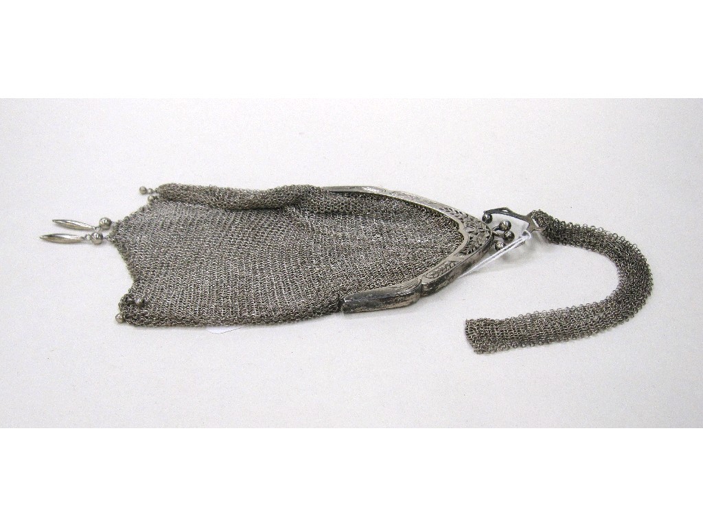 Appraisal: Mesh purse with white metal clasp