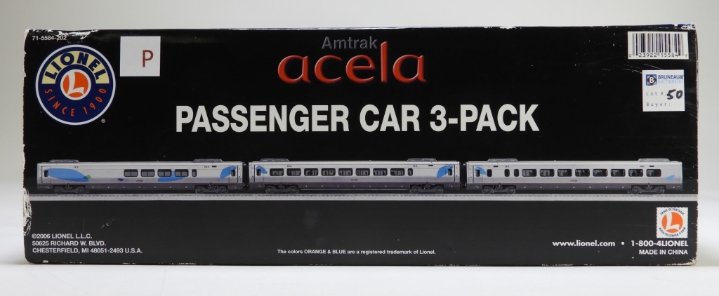 Appraisal: LIONEL AMTRAK ACELA PASSENGER CAR PACK TRAIN SET Item no