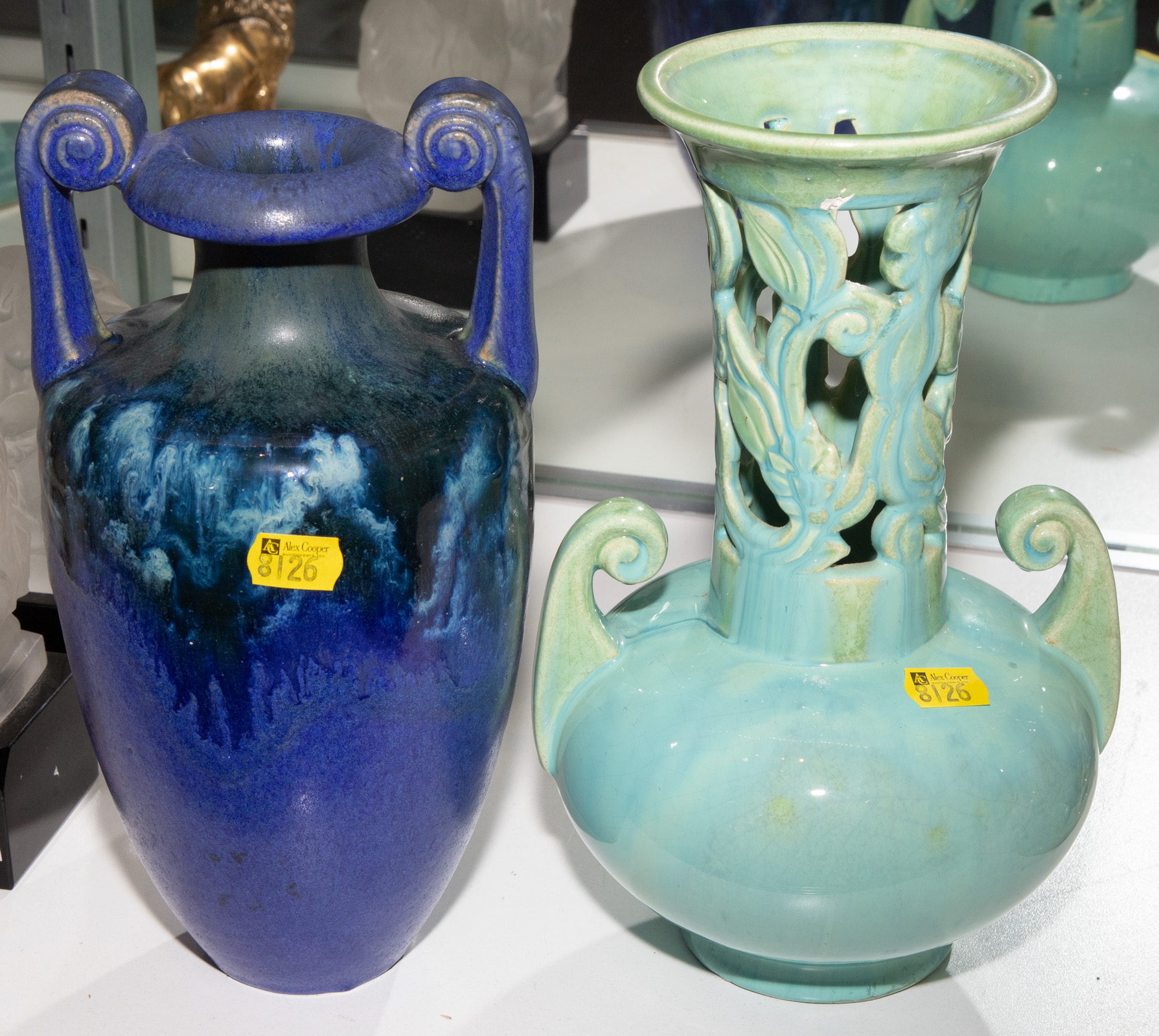 Appraisal: TWO FULPER ART POTTERY VASES Taller is in H