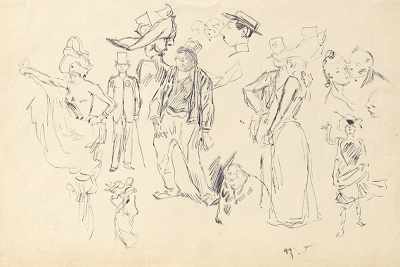 Appraisal: Henri Somm French - Sketches of figures seen in the