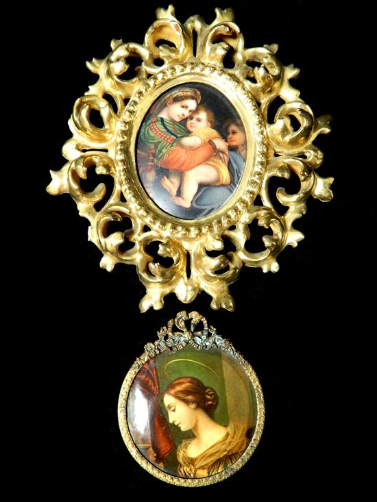 Appraisal: Two th C miniatures after Old Master artists hand-painted porcelain